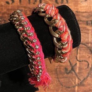2 American Eagle Outfitters Bracelets NWT & NWOT Braided Thread Rhinestone Chain